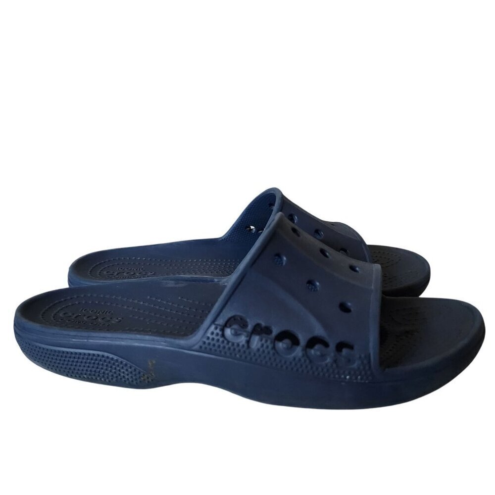 Crocs Baya Slide Sandals Solid Navy Blue Lightweight Water Friendly Men's 7